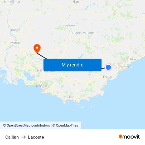 Callian to Lacoste map