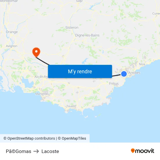 Pã©Gomas to Lacoste map