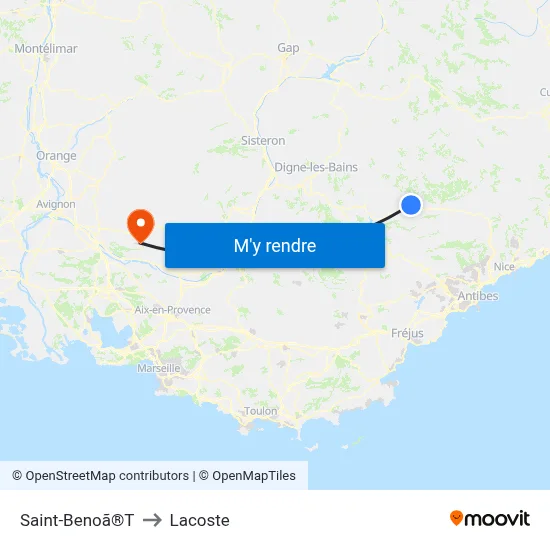 Saint-Benoã®T to Lacoste map