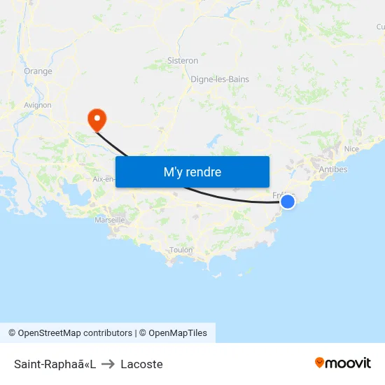 Saint-Raphaã«L to Lacoste map