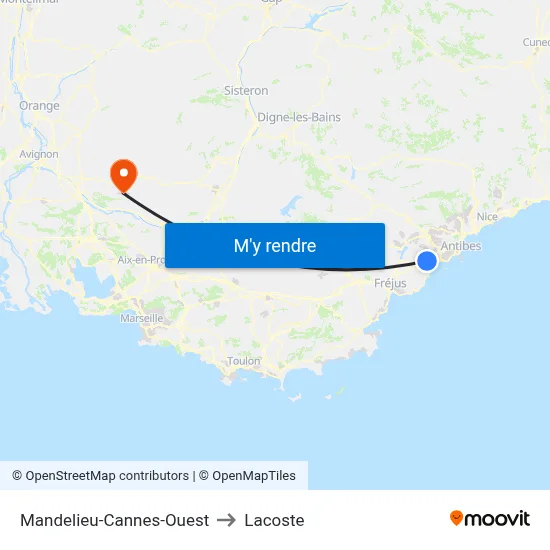 Mandelieu-Cannes-Ouest to Lacoste map