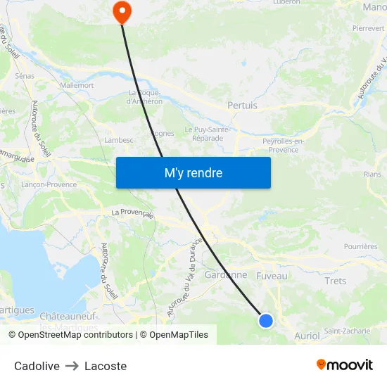 Cadolive to Lacoste map