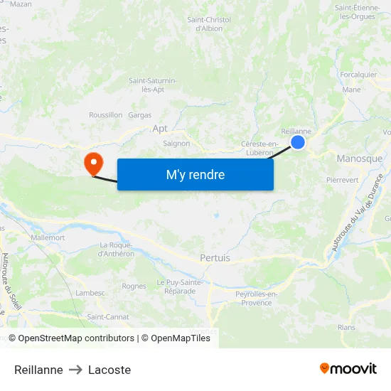Reillanne to Lacoste map