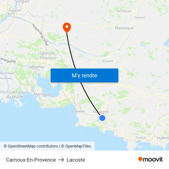 Carnoux-En-Provence to Lacoste map