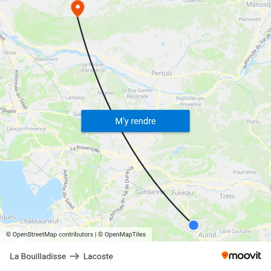 La Bouilladisse to Lacoste map