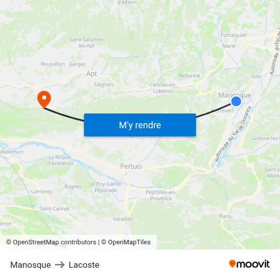 Manosque to Lacoste map