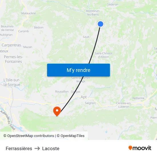 Ferrassières to Lacoste map