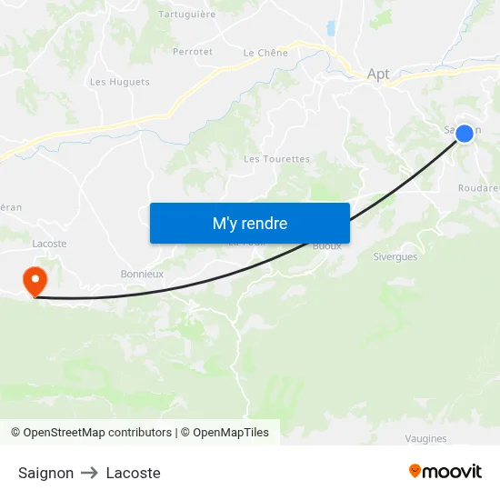 Saignon to Lacoste map