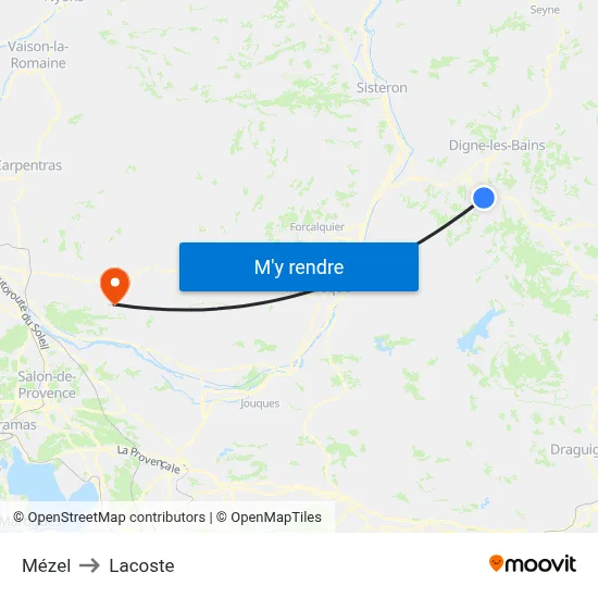 Mézel to Lacoste map