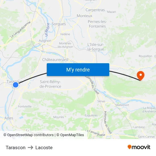 Tarascon to Lacoste map