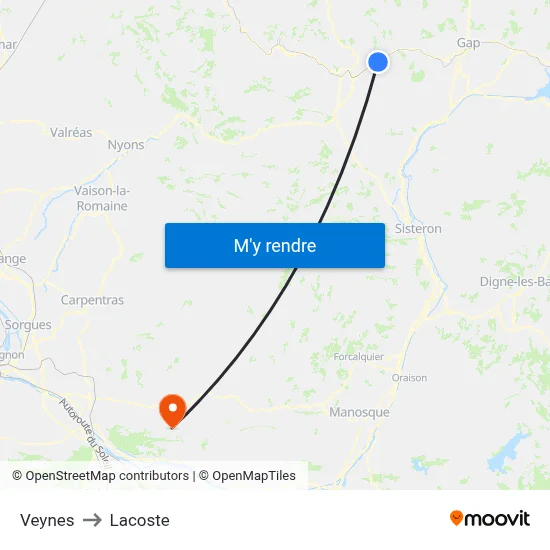 Veynes to Lacoste map