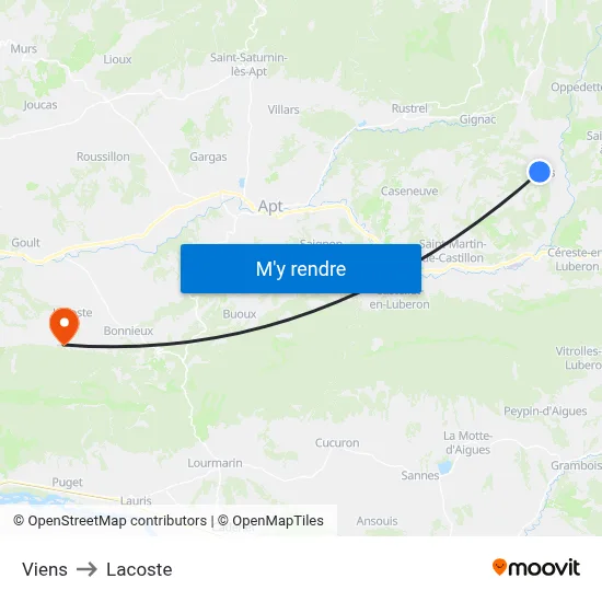 Viens to Lacoste map