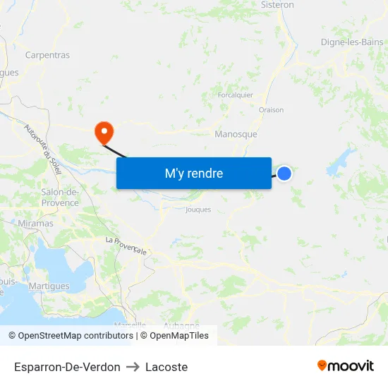 Esparron-De-Verdon to Lacoste map