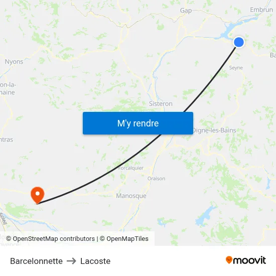 Barcelonnette to Lacoste map