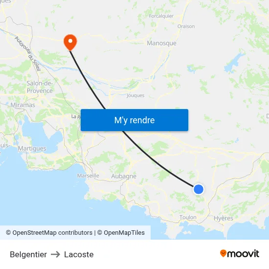 Belgentier to Lacoste map