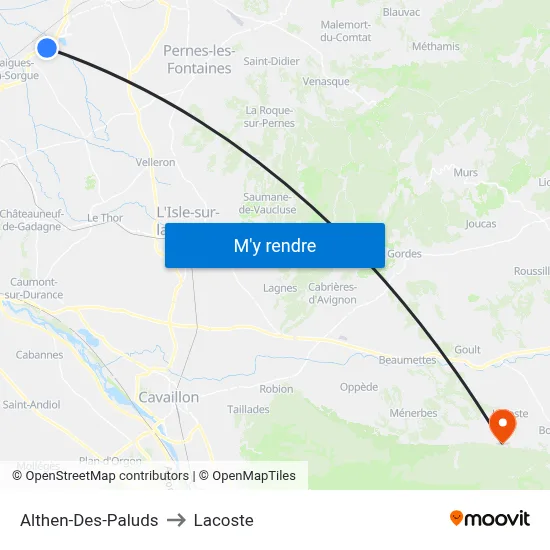 Althen-Des-Paluds to Lacoste map