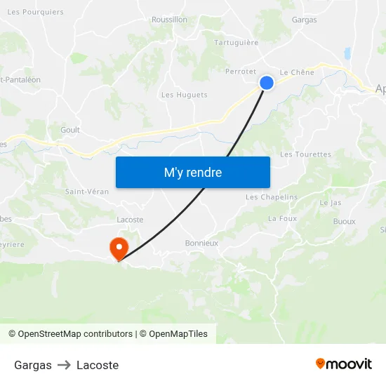 Gargas to Lacoste map