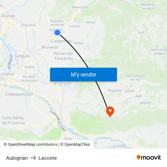 Aubignan to Lacoste map