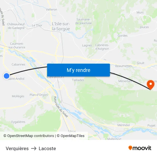 Verquières to Lacoste map
