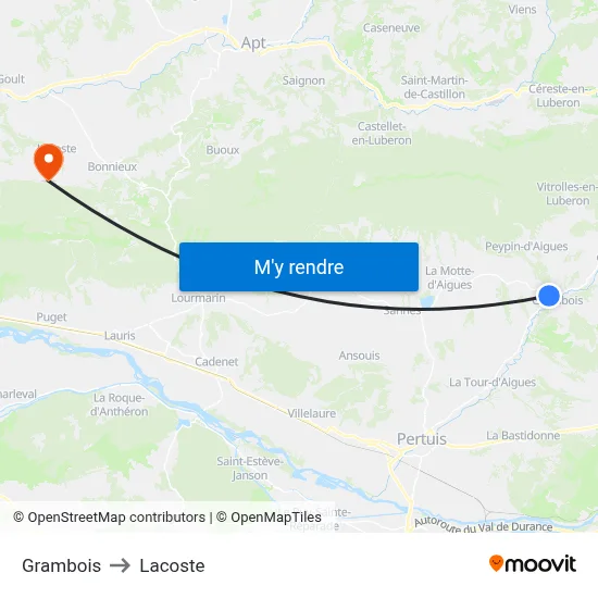 Grambois to Lacoste map