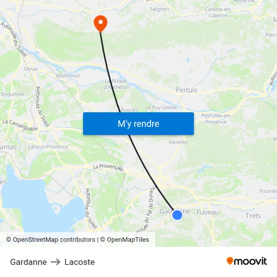 Gardanne to Lacoste map