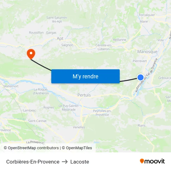 Corbières-En-Provence to Lacoste map