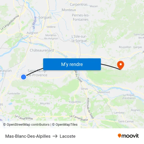 Mas-Blanc-Des-Alpilles to Lacoste map