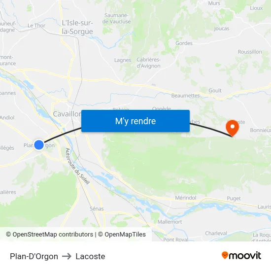 Plan-D'Orgon to Lacoste map