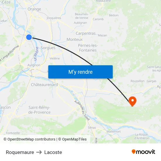 Roquemaure to Lacoste map