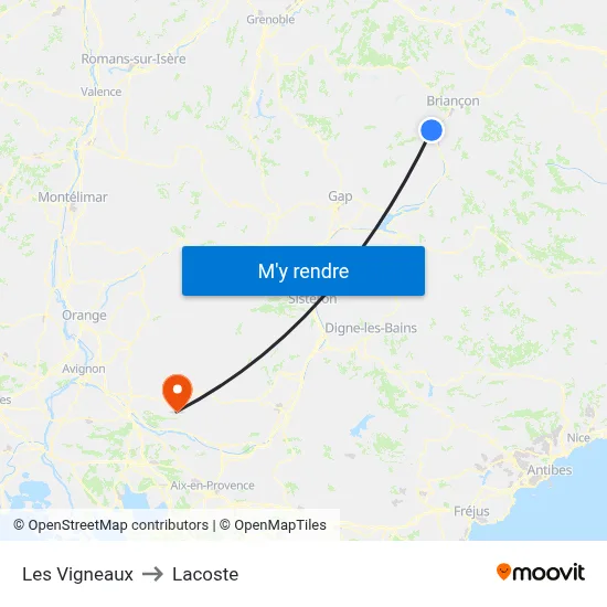 Les Vigneaux to Lacoste map