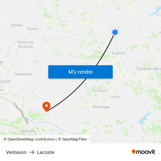 Ventavon to Lacoste map