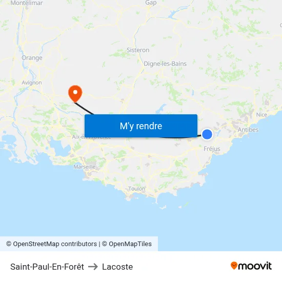 Saint-Paul-En-Forêt to Lacoste map