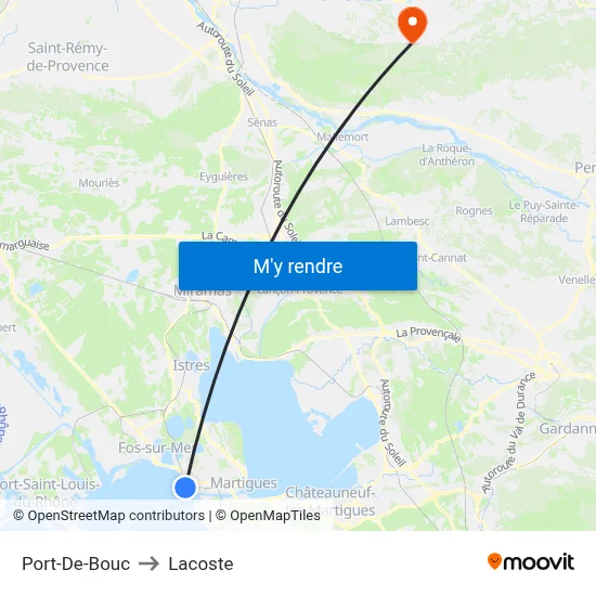 Port-De-Bouc to Lacoste map