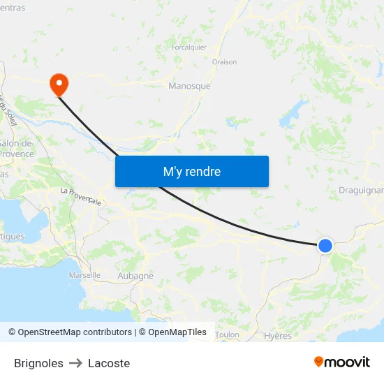 Brignoles to Lacoste map