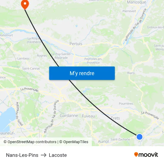 Nans-Les-Pins to Lacoste map