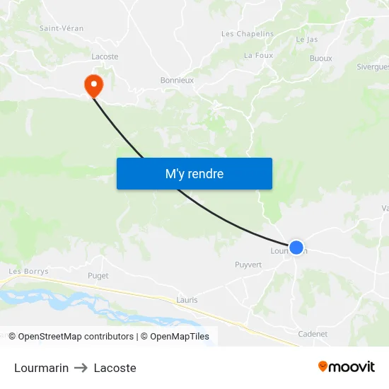 Lourmarin to Lacoste map