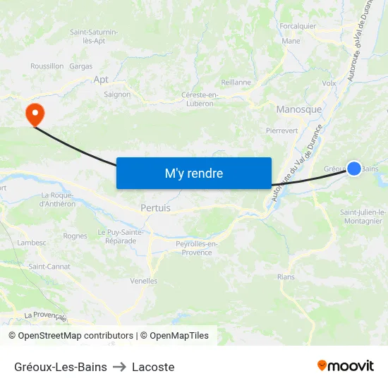 Gréoux-Les-Bains to Lacoste map