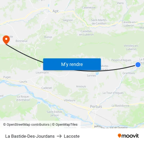 La Bastide-Des-Jourdans to Lacoste map