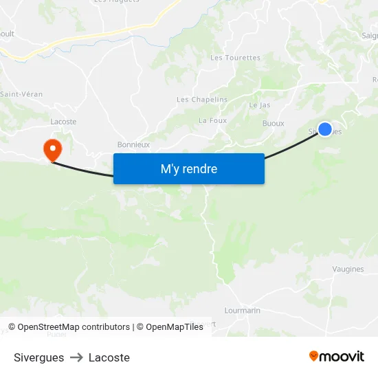 Sivergues to Lacoste map