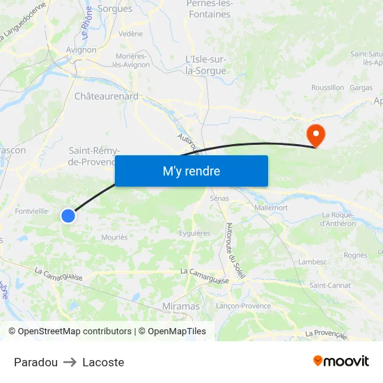 Paradou to Lacoste map