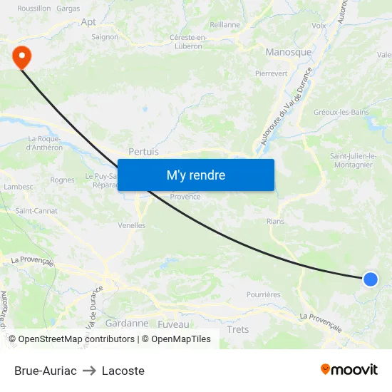 Brue-Auriac to Lacoste map