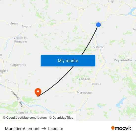 Monêtier-Allemont to Lacoste map