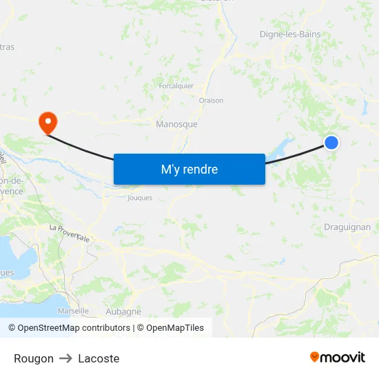 Rougon to Lacoste map