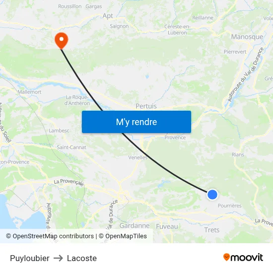 Puyloubier to Lacoste map