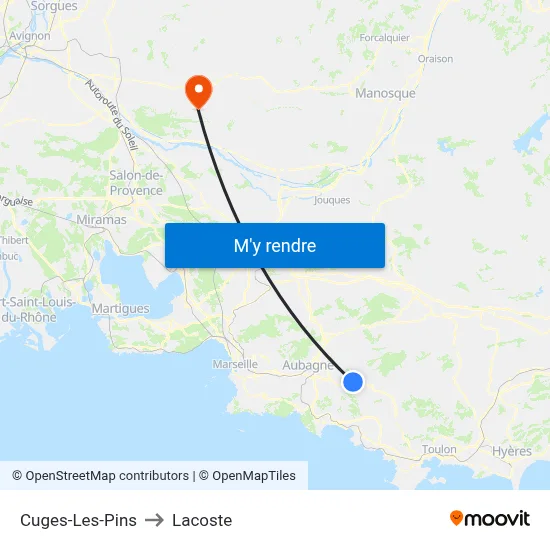 Cuges-Les-Pins to Lacoste map