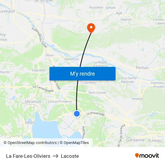 La Fare-Les-Oliviers to Lacoste map