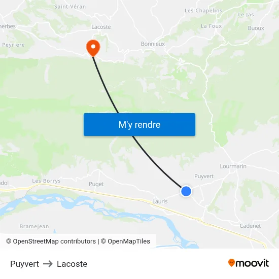 Puyvert to Lacoste map