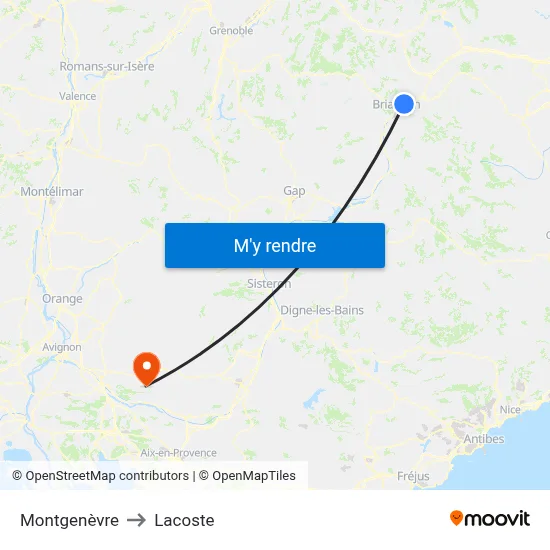 Montgenèvre to Lacoste map