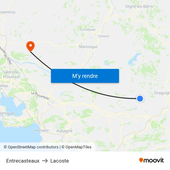 Entrecasteaux to Lacoste map