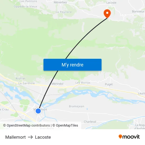 Mallemort to Lacoste map